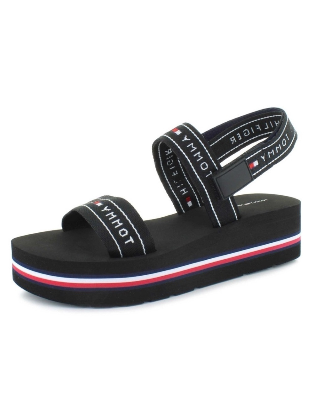 Tommy Hilfiger Women’s Black Velcro Strap Adia Platform Sandals